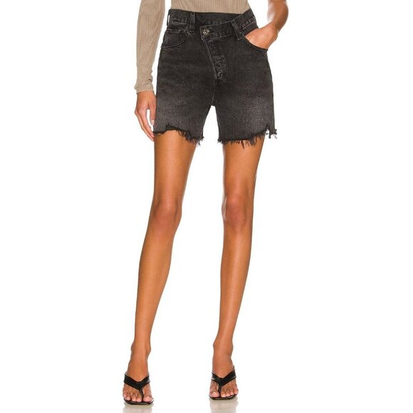 Agolde Criss Cross Jean Short Hitchhike Womens Size 28 Distressed High Rise Goth - Picture 10 of 10